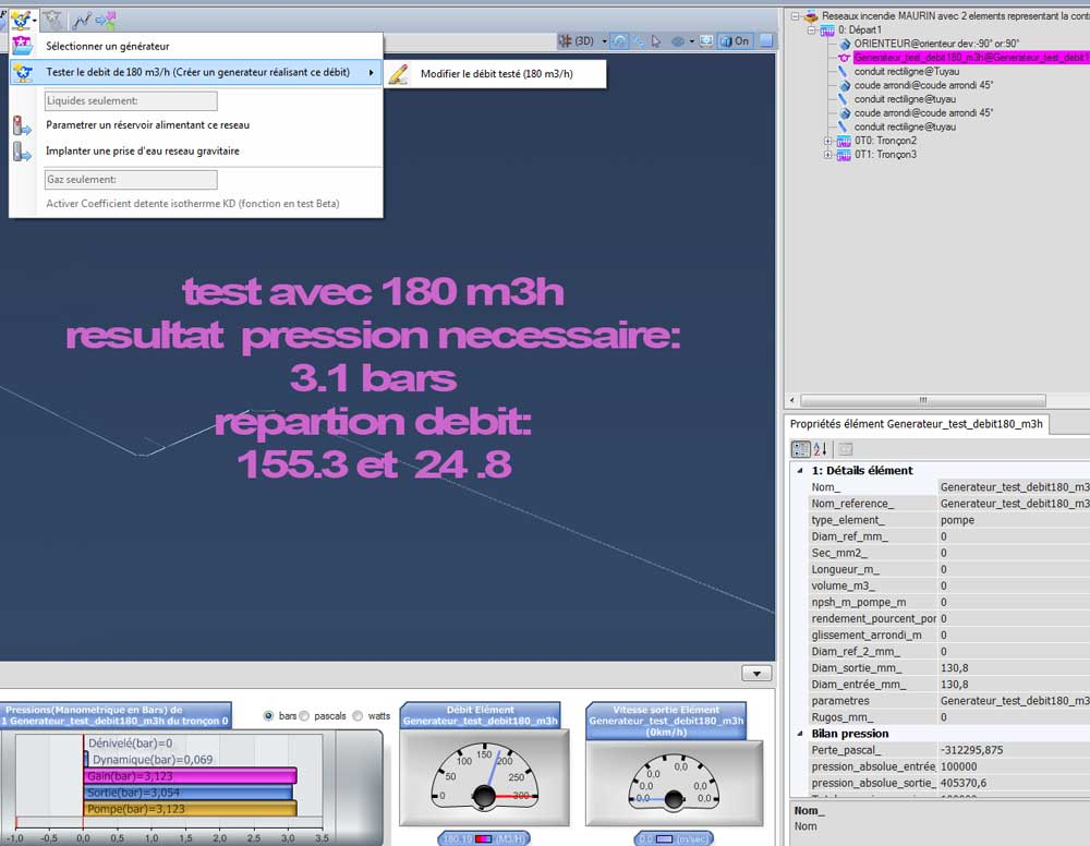 test debit ria reseau incendie 180 m3h